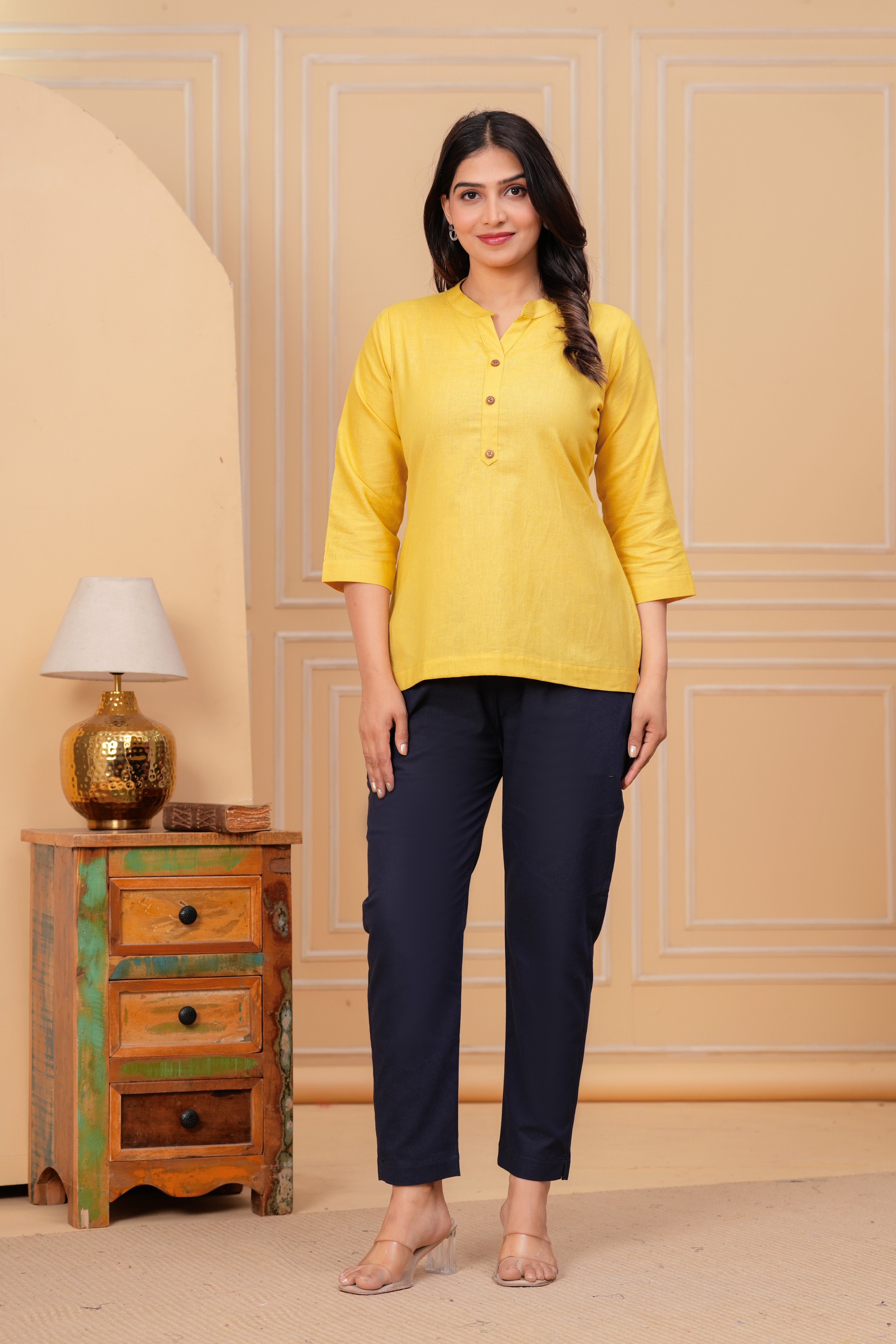 Linen Solid Short Kurta